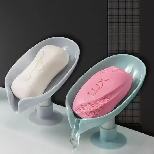 Leaf Shape Soap Holder with Suction Cup Drain Drying Rack
