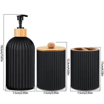 Bathroom Countertop Organizer Soap Dispenser Toothbrush Holder Storage Set Box
