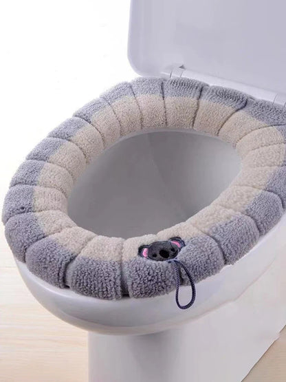 Portable Knitted Toilet Seat Cover Thick Warm Washable Universal Fit