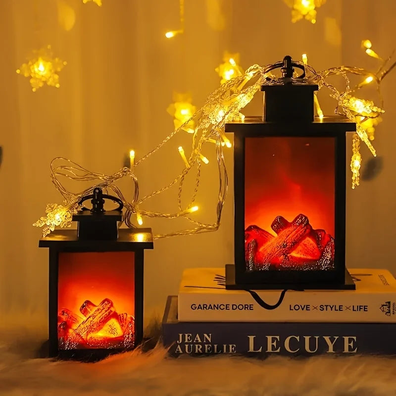 LED Flame Lantern Fireplace Ambient Decorative Lamp