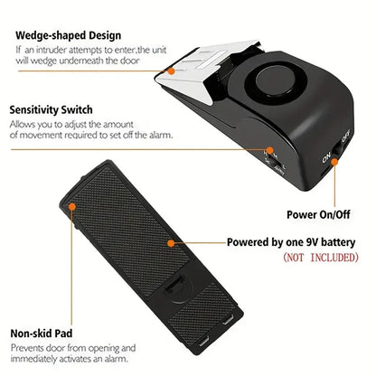 Portable Door Stop Alarm Home Security Travel Safety