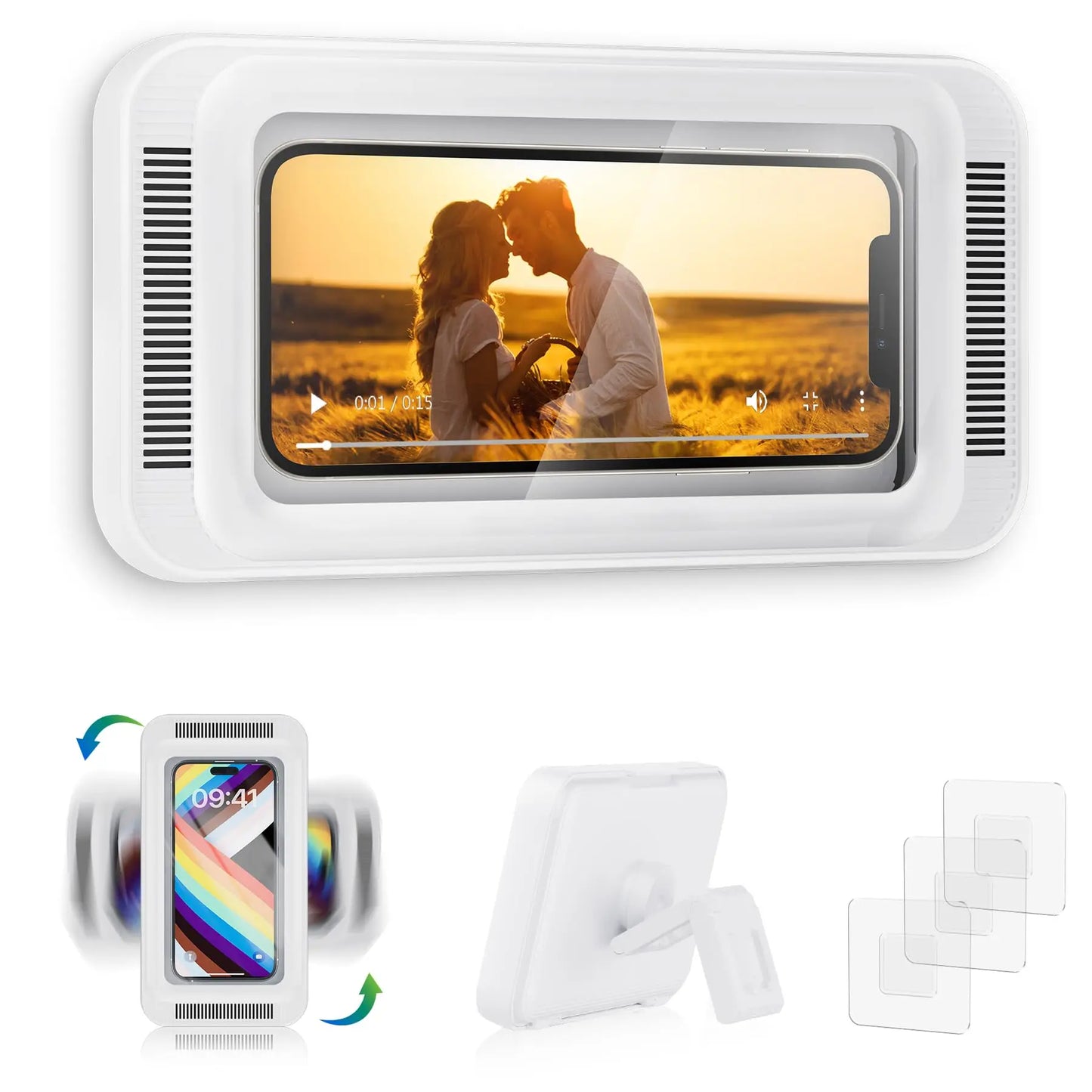 Waterproof Shower Phone Holder Rotatable Wall Mount Case