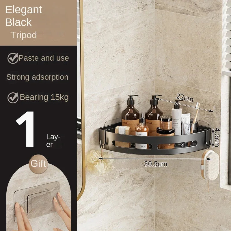 No Drill Shower Shelf Strong Adhesive Bathroom Organizer Rack Waterproof
