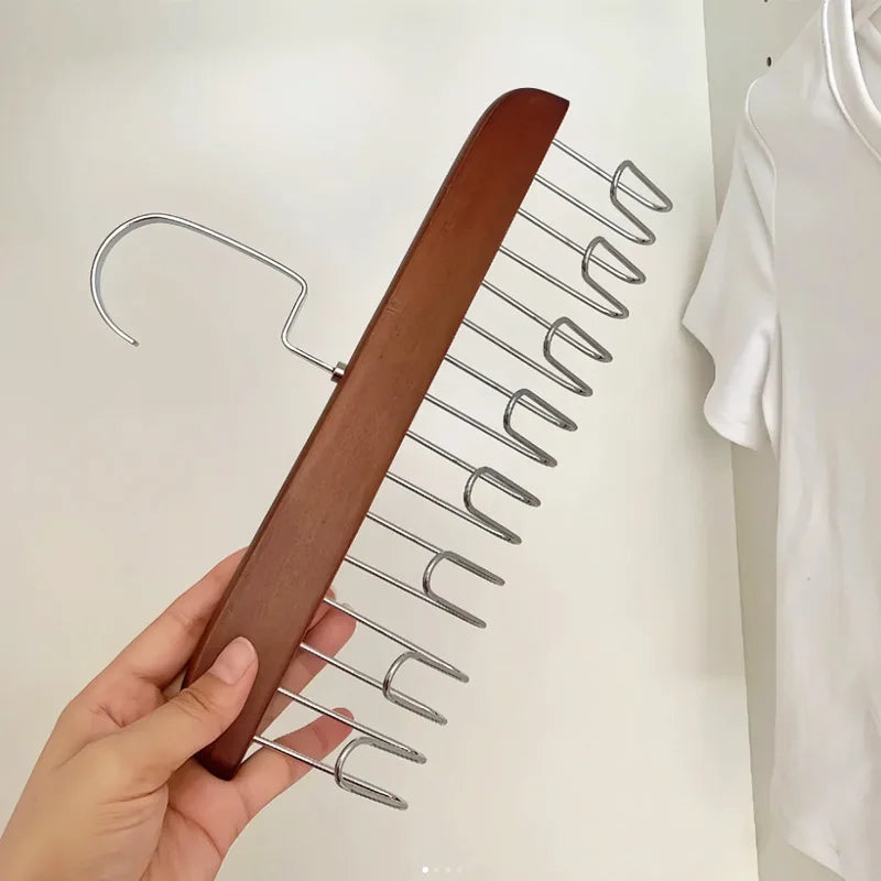 Multifunction Wooden Bra Hanger Wardrobe Organizer Rack