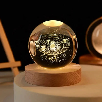3D Crystal Ball Solar System LED Nightlight