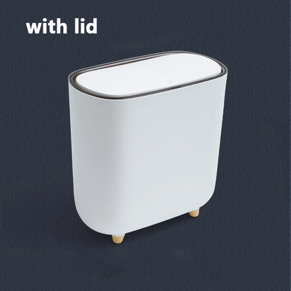 Slim Press Lid Trash Can Narrow Bathroom Gap Garbage Bin