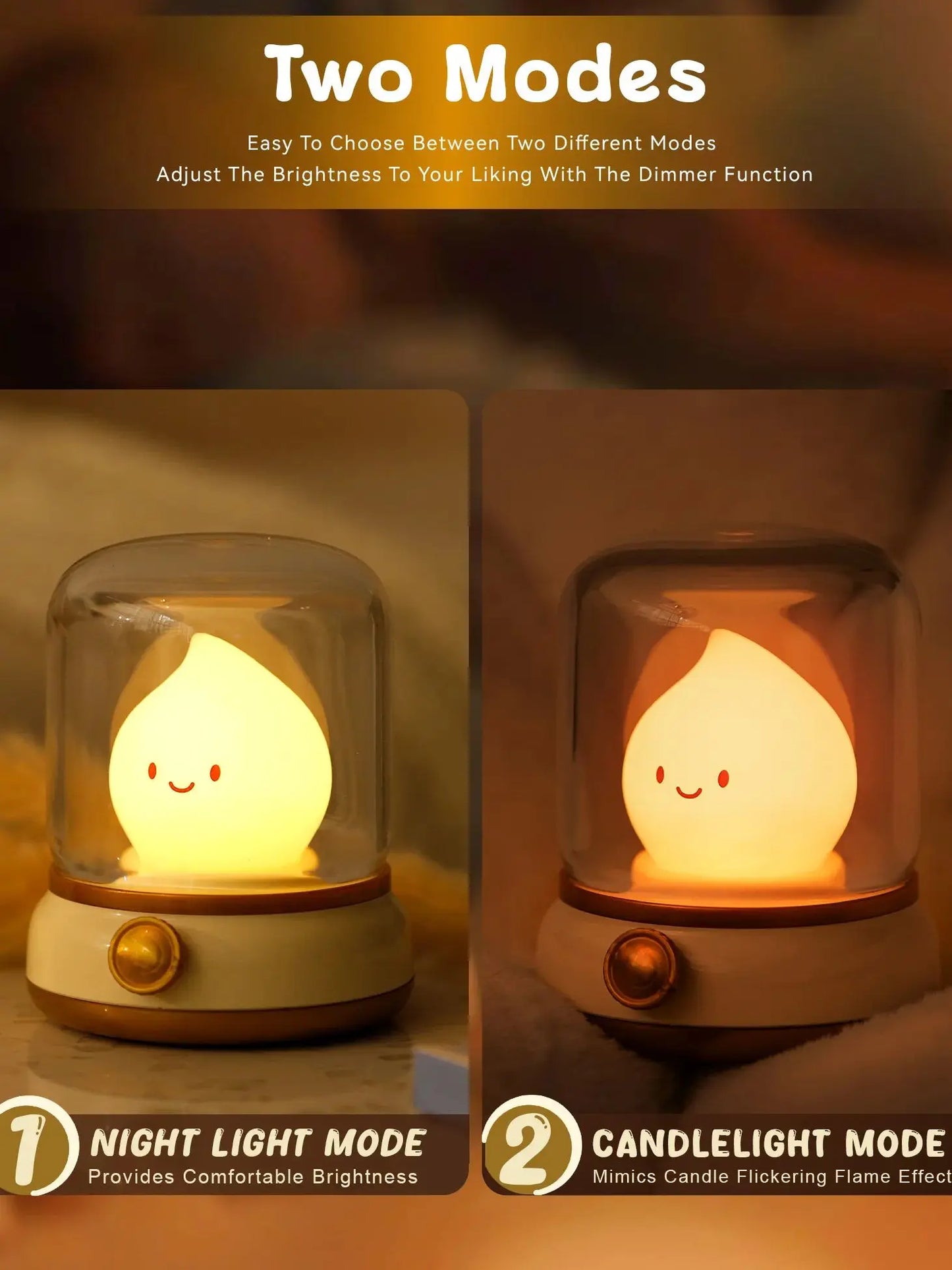 LED Flameless Candle White Noise Dimmable Nightlight