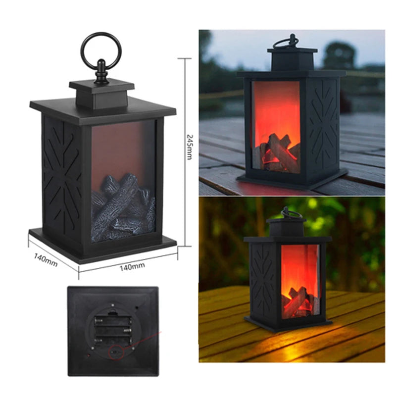 LED Flame Lantern Fireplace Ambient Decorative Lamp